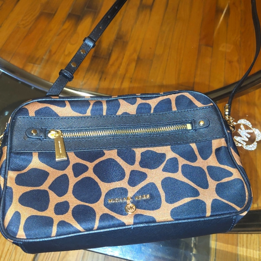 Michael kors animal print camera crossbody bag